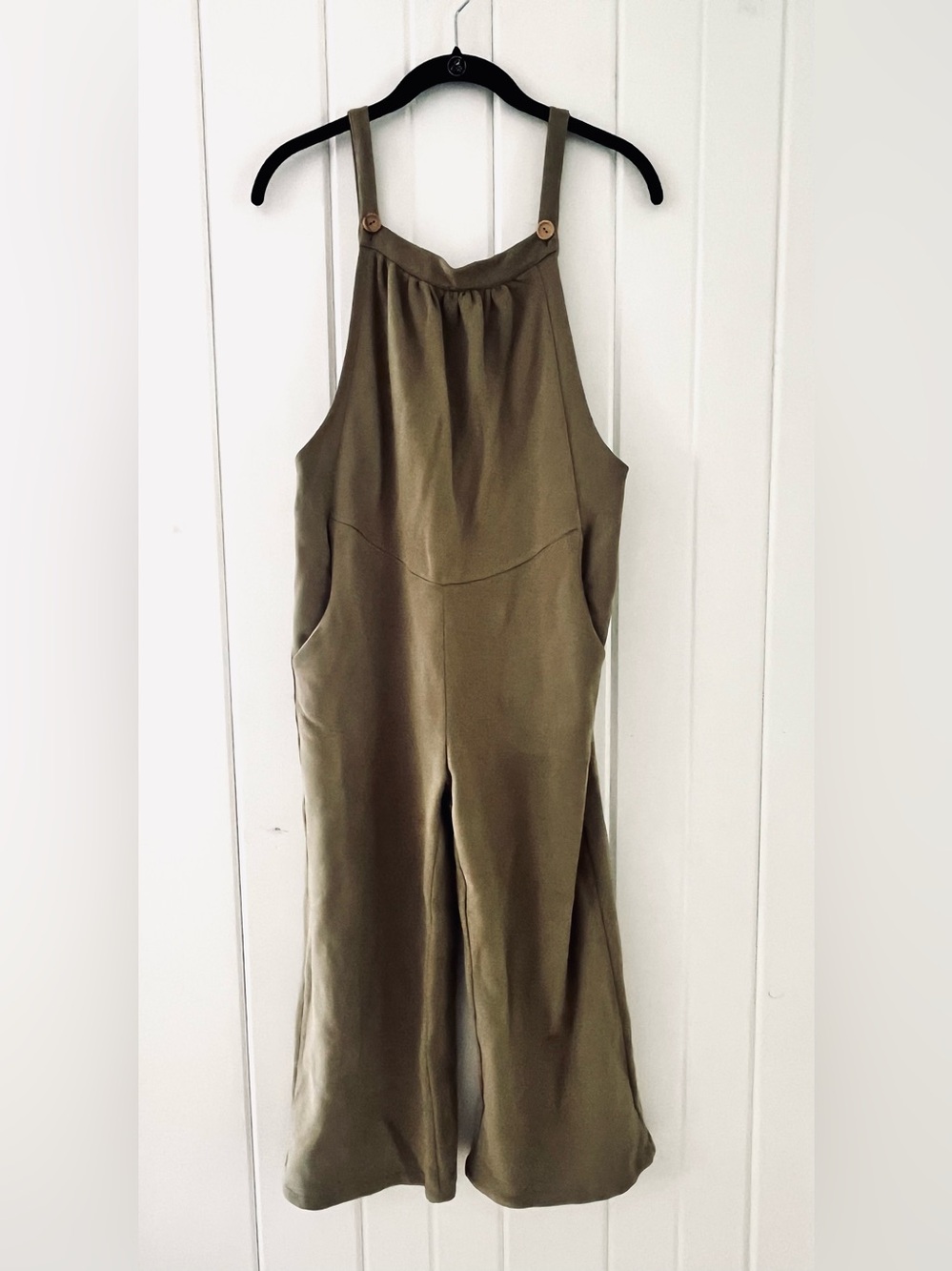 Zara Olive Green Wide-Leg Overalls Jumpsuit, Size 11-12 years